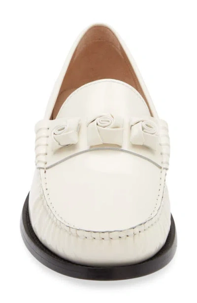 Stuart Weitzman Lottie Leather Bow Loafers In White