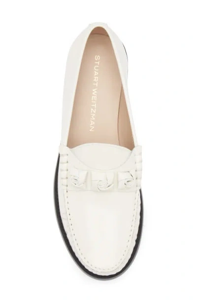 Stuart Weitzman Lottie Leather Bow Loafers In White