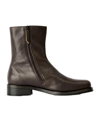 Our Legacy Chocolate Leather Camion Ankle Boots In Black