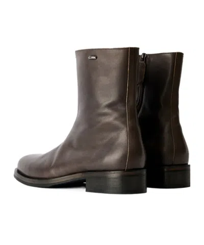 Our Legacy Chocolate Leather Camion Ankle Boots In Black