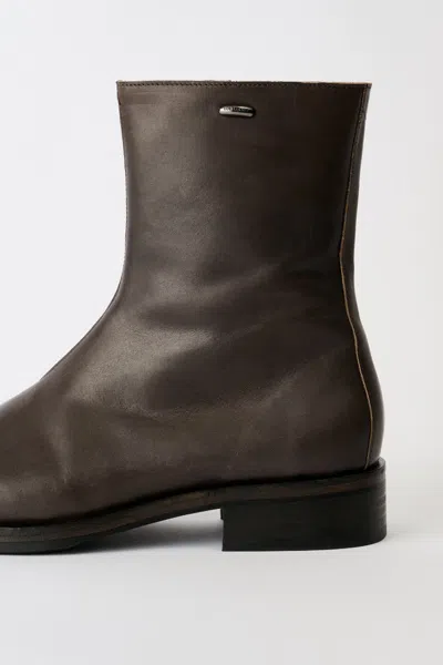 Our Legacy Chocolate Leather Camion Ankle Boots In Black