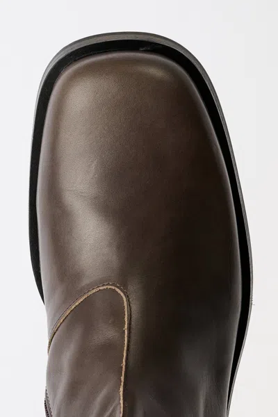 Our Legacy Chocolate Leather Camion Ankle Boots In Black