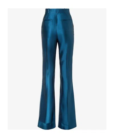 Fendi Women Duchesse Silk Trousers In Blue