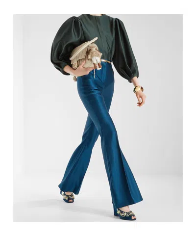 Fendi Women Duchesse Silk Trousers In Blue