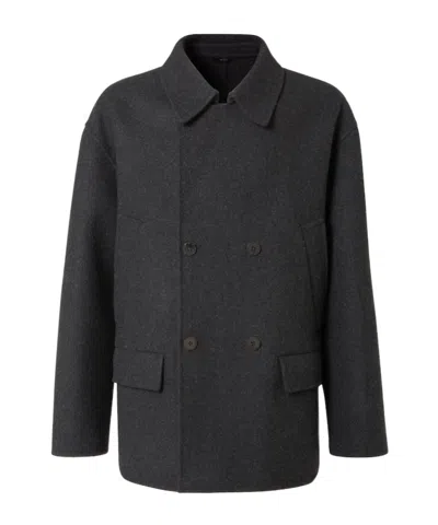 Fendi Felt Wool Coat Coats And Trench Coats Gray In Black