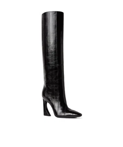 Fendi Arco Leather Knee High Boots Sculptural Heel In Black