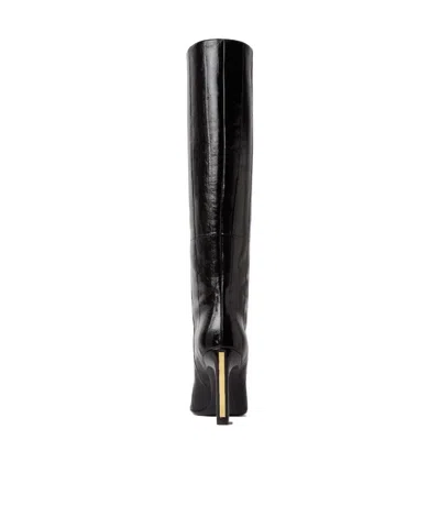 Fendi Arco Leather Knee High Boots Sculptural Heel In Black