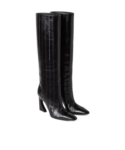 Fendi Arco Leather Knee High Boots Sculptural Heel In Black