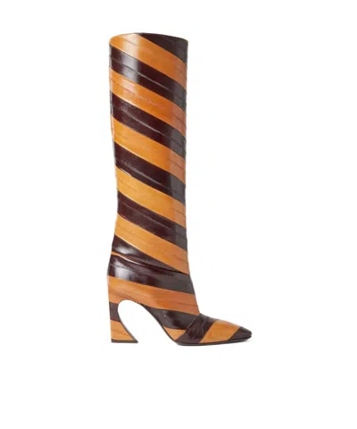Fendi Boot Anguilla Lucida Bicolor Boots Multicolor In Brown