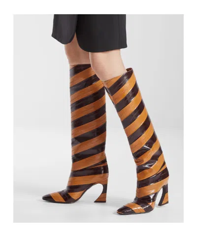 Fendi Boot Anguilla Lucida Bicolor Boots Multicolor In Brown