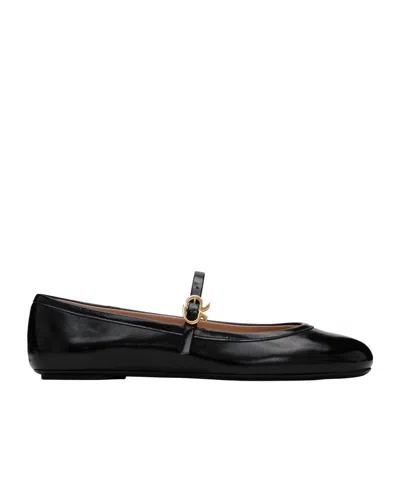 Gianvito Rossi Mary Ribbon Patent Leather Ballet Flats In Black