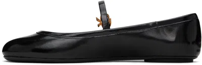 Gianvito Rossi Mary Ribbon Patent Leather Ballet Flats In Black