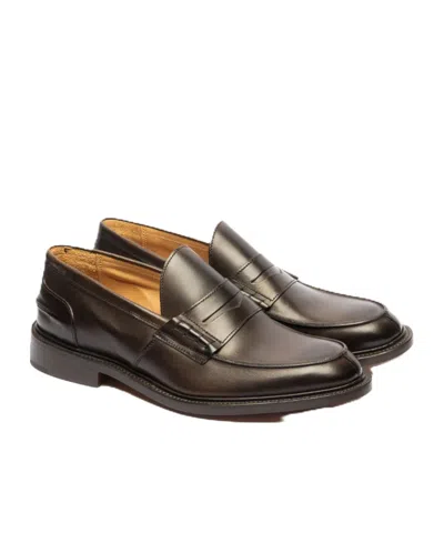 Tricker's James Leather Penny Loafers In Black