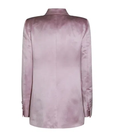 Tom Ford Satin Blazer With Notched Lapels And Pockets In Purple