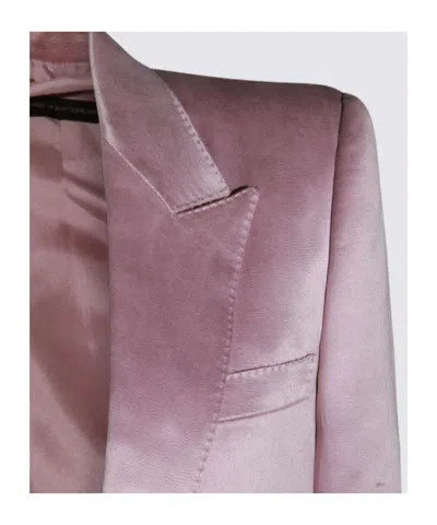 Tom Ford Satin Blazer With Notched Lapels And Pockets In Purple