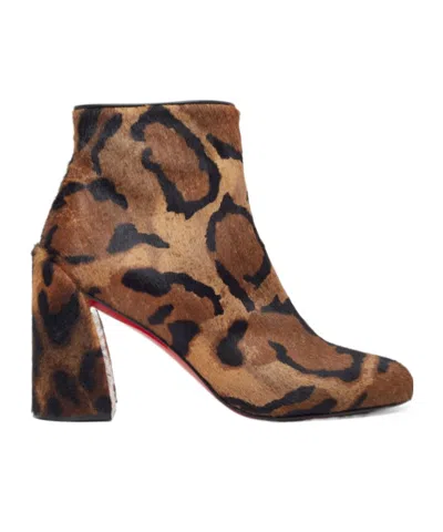 Christian Louboutin Jane Leopard Calf Hair Red Sole Booties In Brown