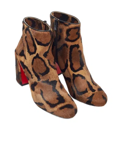 Christian Louboutin Jane Leopard Calf Hair Red Sole Booties In Brown
