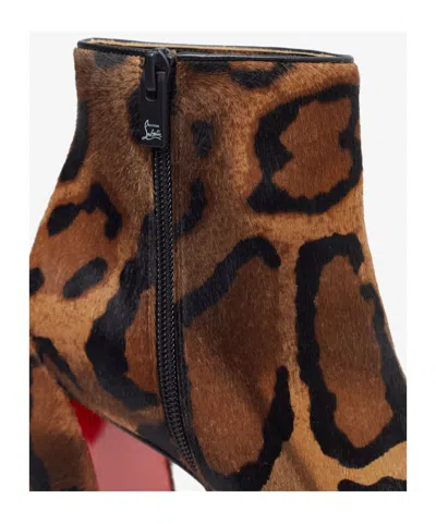 Christian Louboutin Jane Leopard Calf Hair Red Sole Booties In Brown