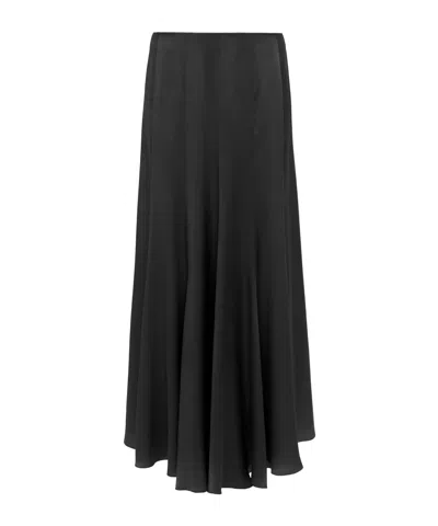 Chloé Maxi Skirt With Sheer Overlay And Flowy Design In Black