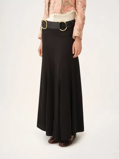 Chloé Maxi Skirt With Sheer Overlay And Flowy Design In Black