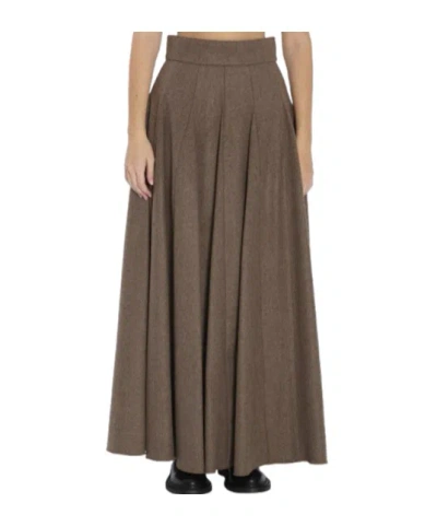 Max Mara High-waisted Pleated Wool Blend Skirt In Green