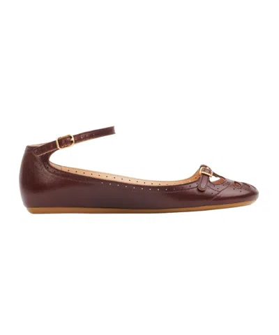 Chloé Flat Shoe With Burnished Look Made In Italy In Purple