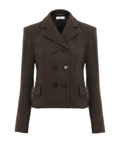 Chloé Houndstooth Double-breasted Jacket In Black