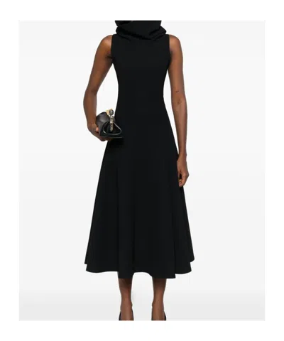Jacquemus Black High-neck Dress In Animal Print