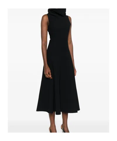 Jacquemus Black High-neck Dress In Animal Print