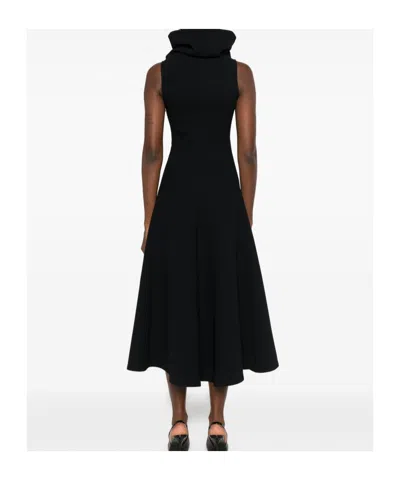 Jacquemus Black High-neck Dress In Animal Print