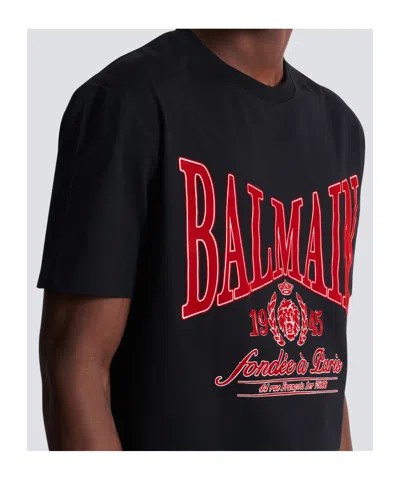 Balmain T-shirt With A Logo And Velvet Finish In Transparent
