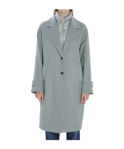 Herno Velour Wool Cloth And Nylon Ultralight Coat In Blue