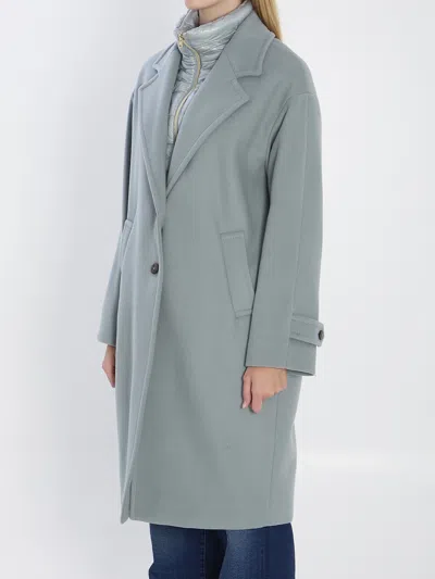 Herno Velour Wool Cloth And Nylon Ultralight Coat In Blue