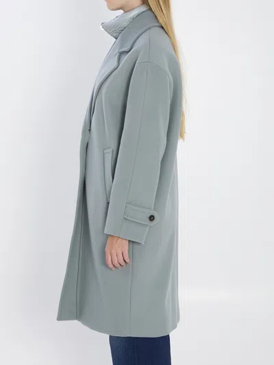 Herno Velour Wool Cloth And Nylon Ultralight Coat In Blue