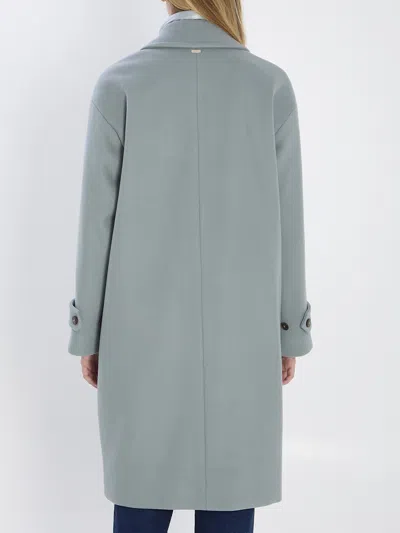 Herno Velour Wool Cloth And Nylon Ultralight Coat In Blue