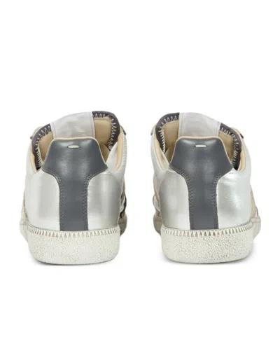 Maison Margiela Replica Sneakers With Metallic Panel Design In White