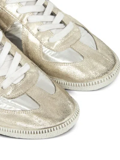 Maison Margiela Replica Sneakers With Metallic Panel Design In White