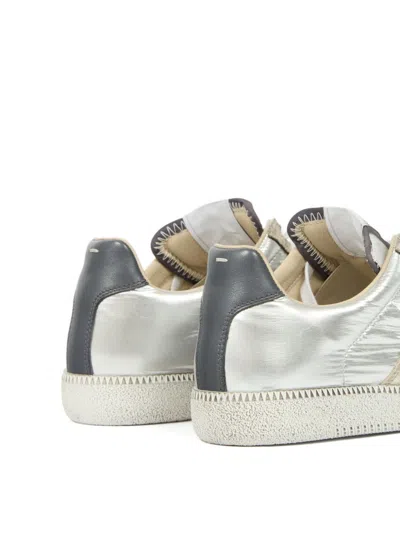 Maison Margiela Replica Sneakers With Metallic Panel Design In White