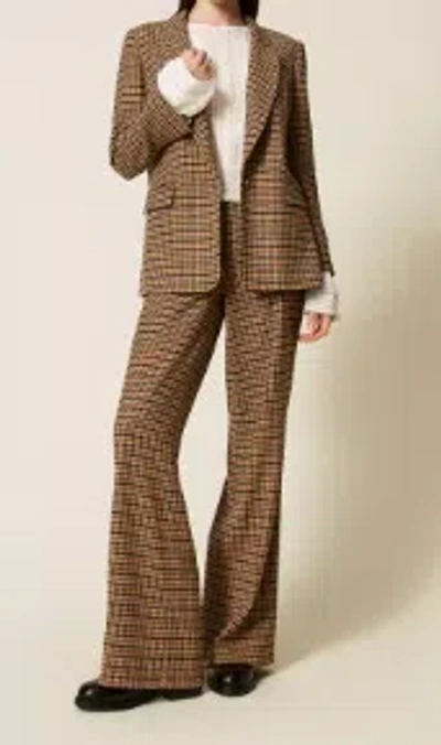 Twinset Twin-set Small Check Trousers In Brown
