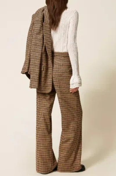 Twinset Twin-set Small Check Trousers In Brown