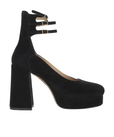 Chloé Loti Suede Platform Block-heel Pumps In Black