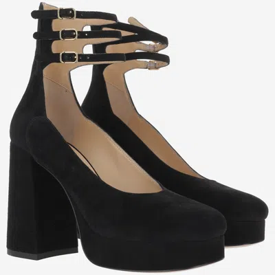 Chloé Loti Suede Platform Block-heel Pumps In Black
