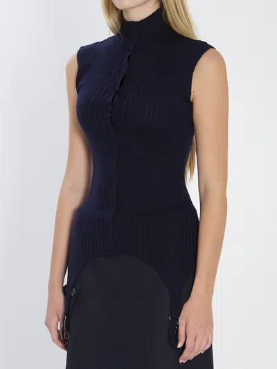 Jean Paul Gaultier Fitted Ribbed Top Featuring Lingerie Garter In Black