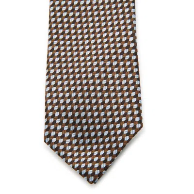 Zegna Geometric-pattern Tie In Brown