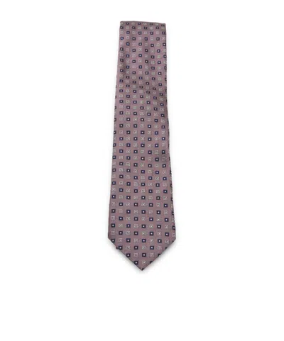 Zegna Geometric Pattern Ties Standard Width Design In Brown