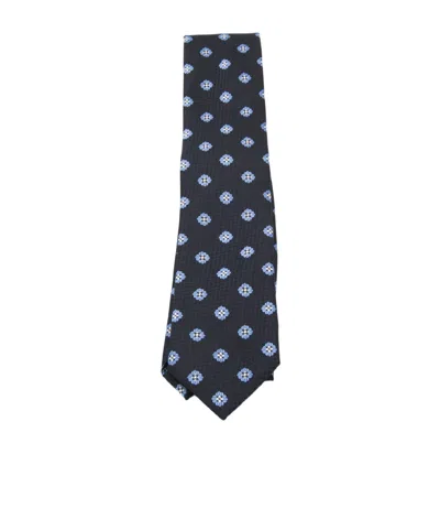Zegna Patterned Ties With Pointed Tip Design In Black