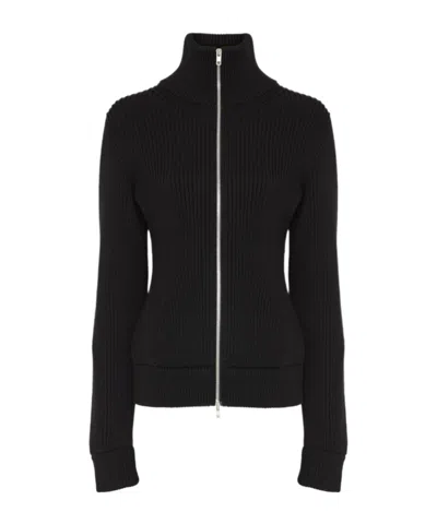 Maison Margiela Black Wool Zip-up Cardigan In Black
