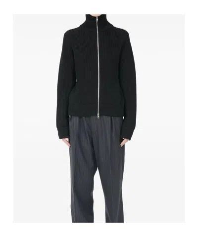 Maison Margiela Black Wool Zip-up Cardigan In Black