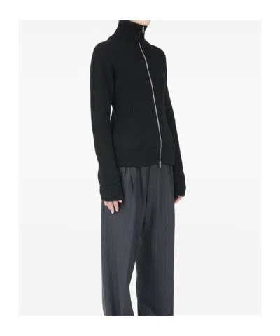 Maison Margiela Black Wool Zip-up Cardigan In Black