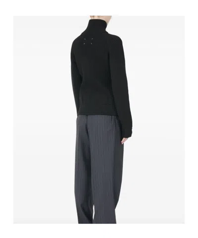 Maison Margiela Black Wool Zip-up Cardigan In Black